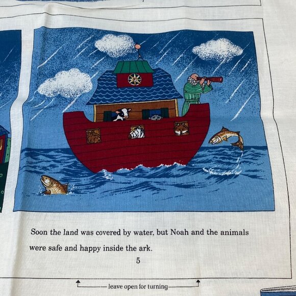 Vintage VIP Cranston Print Works Noah's Ark Story Book Quilt Panel Fabric - Picture 12 of 12